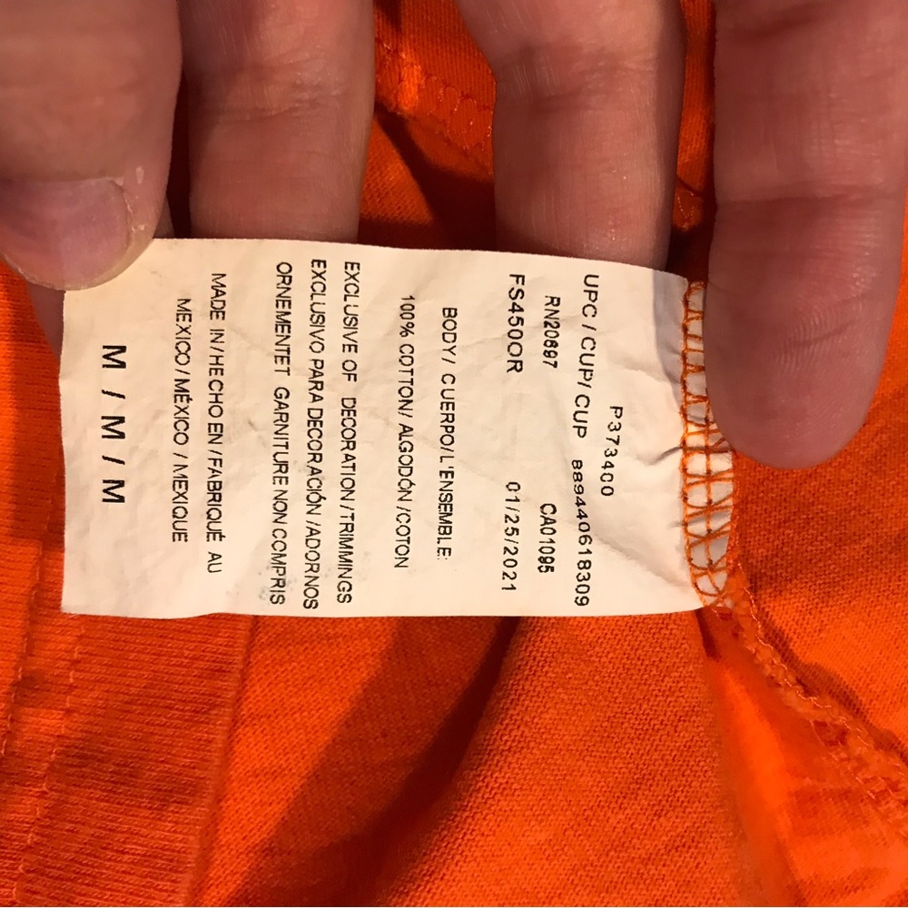 FREE Dickies Fun Bright Orange Short Sleeve Work Pocket Tee T-Shirt GUC Medium M - Picture 8 of 8